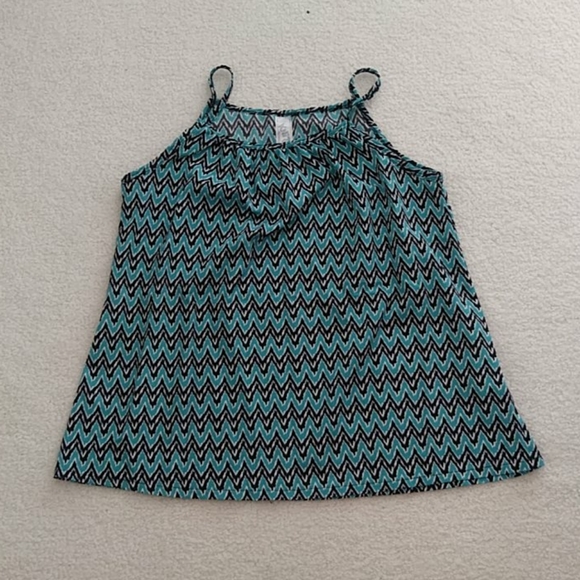 Green and Black Chevron Spaghetti Strap Blouse - Picture 1 of 5